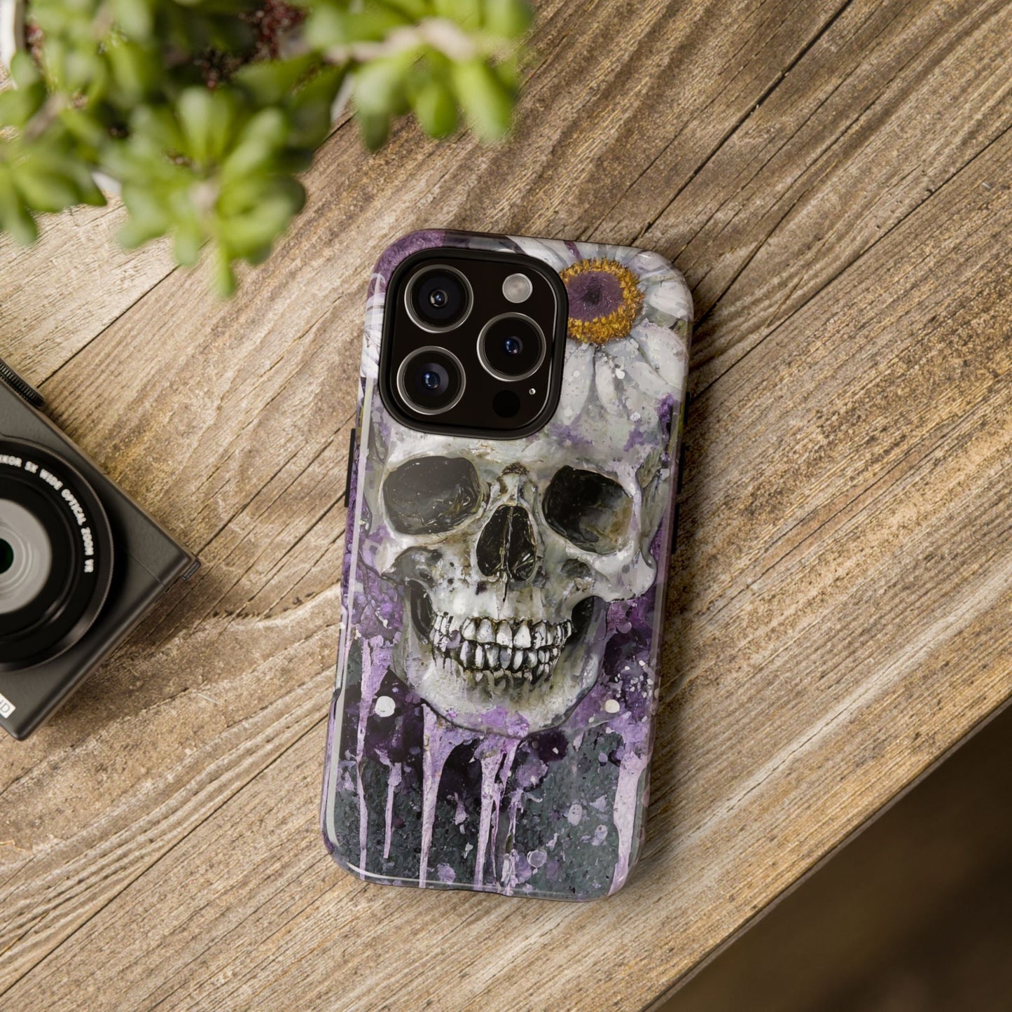 Plum Skull and Daisy Tough Phone Case