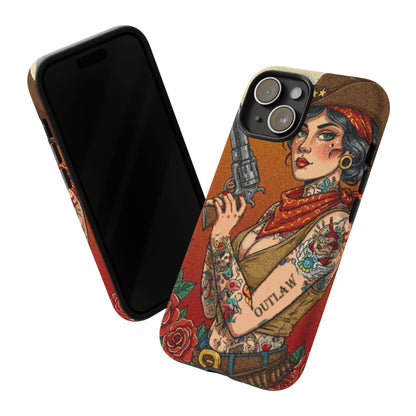 Vintage Western Tough Phone Case with Outlaw Design