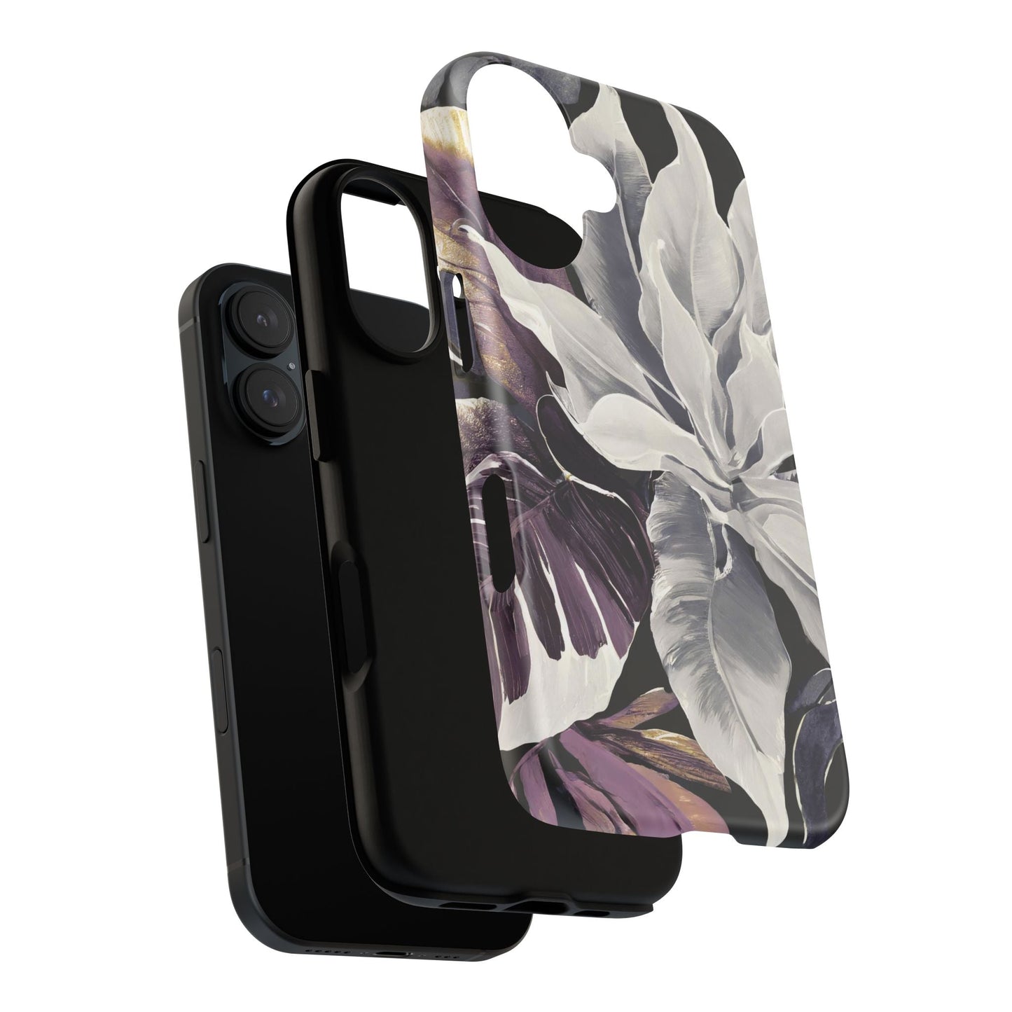White & Plum Floral Tough Phone Case