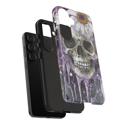 Plum Skull and Daisy Tough Phone Case