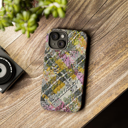 Purple Plaid Floral Artistic Tough Phone Case