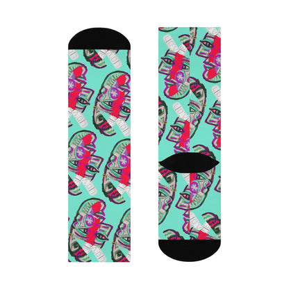 LOVE PILL Cushioned Crew Socks Teal Froth