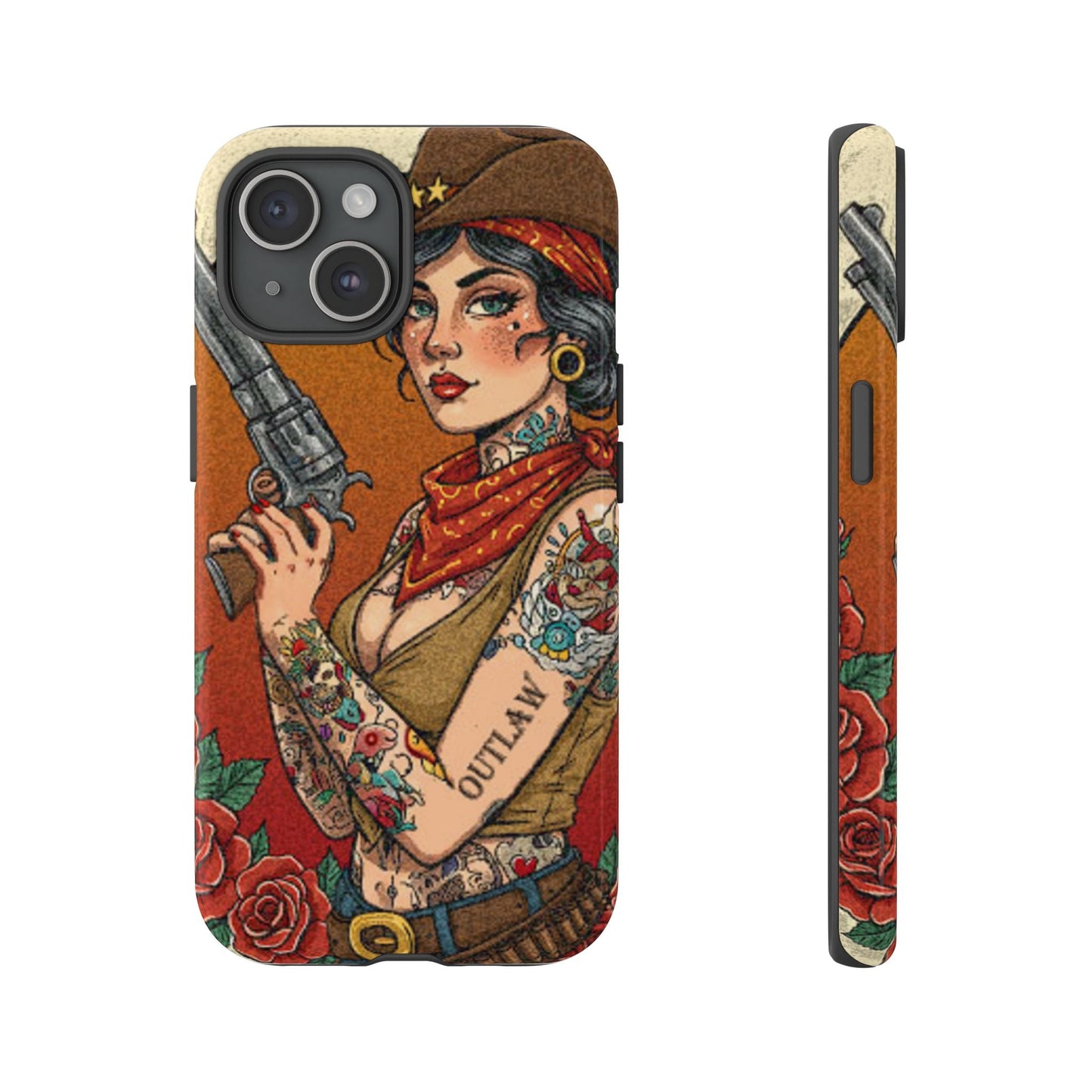 Vintage Western Tough Phone Case with Outlaw Design
