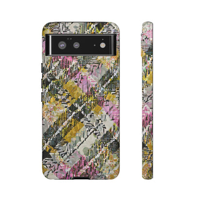 Purple Plaid Floral Artistic Tough Phone Case