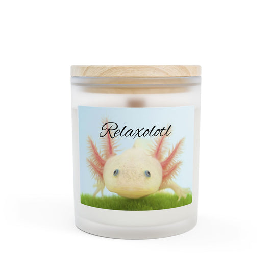 Relaxolotl Crackling Wooden Wick Frosted Glass Candle (11 oz)