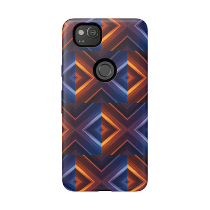 Stylish Tough Phone Case With Blue & Orange Abstract Design