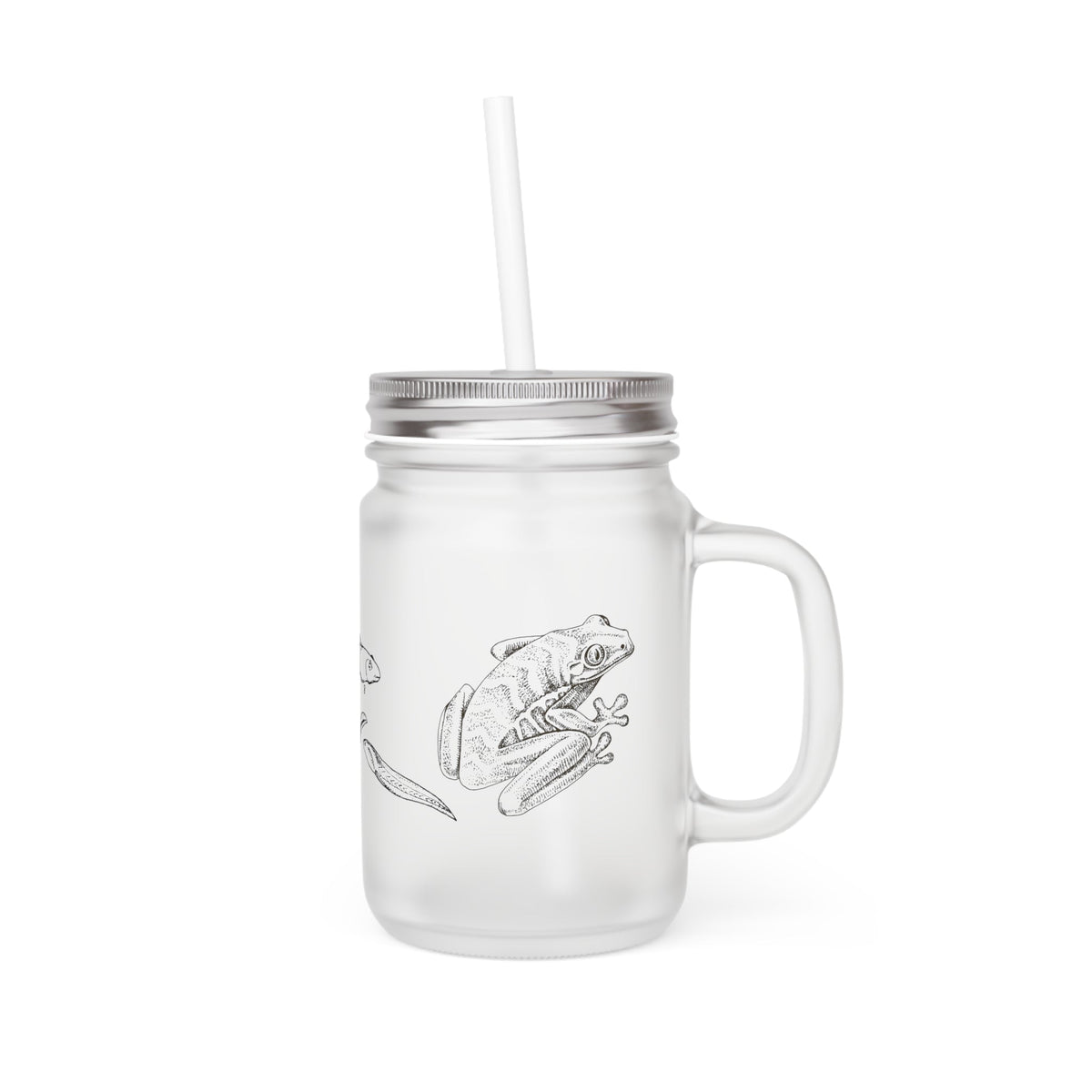 Amphibian Mason Jar Mug with Lid & Straw (12 oz)