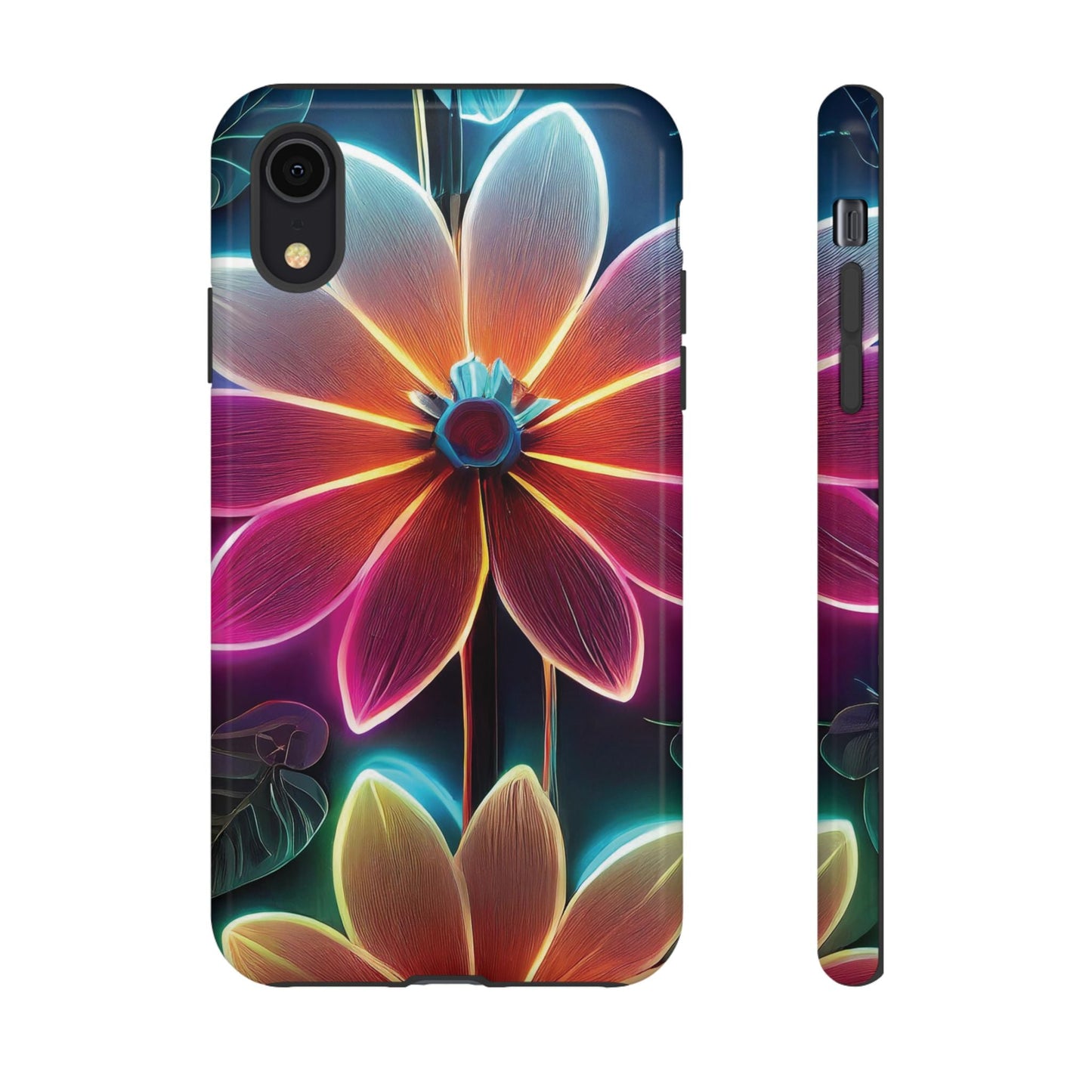 Vibrant Neon Flowers Tough Phone Case