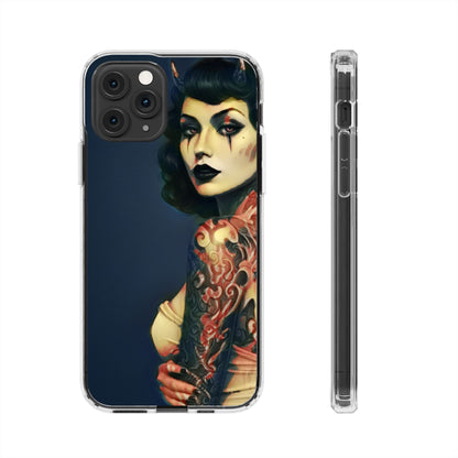 Gothic Devilish Tattooed Beauty Clear Phone Case