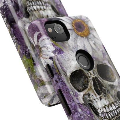 Plum Skull and Daisy Tough Phone Case