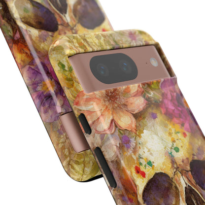 Unique Floral Skull Tough Phone Case