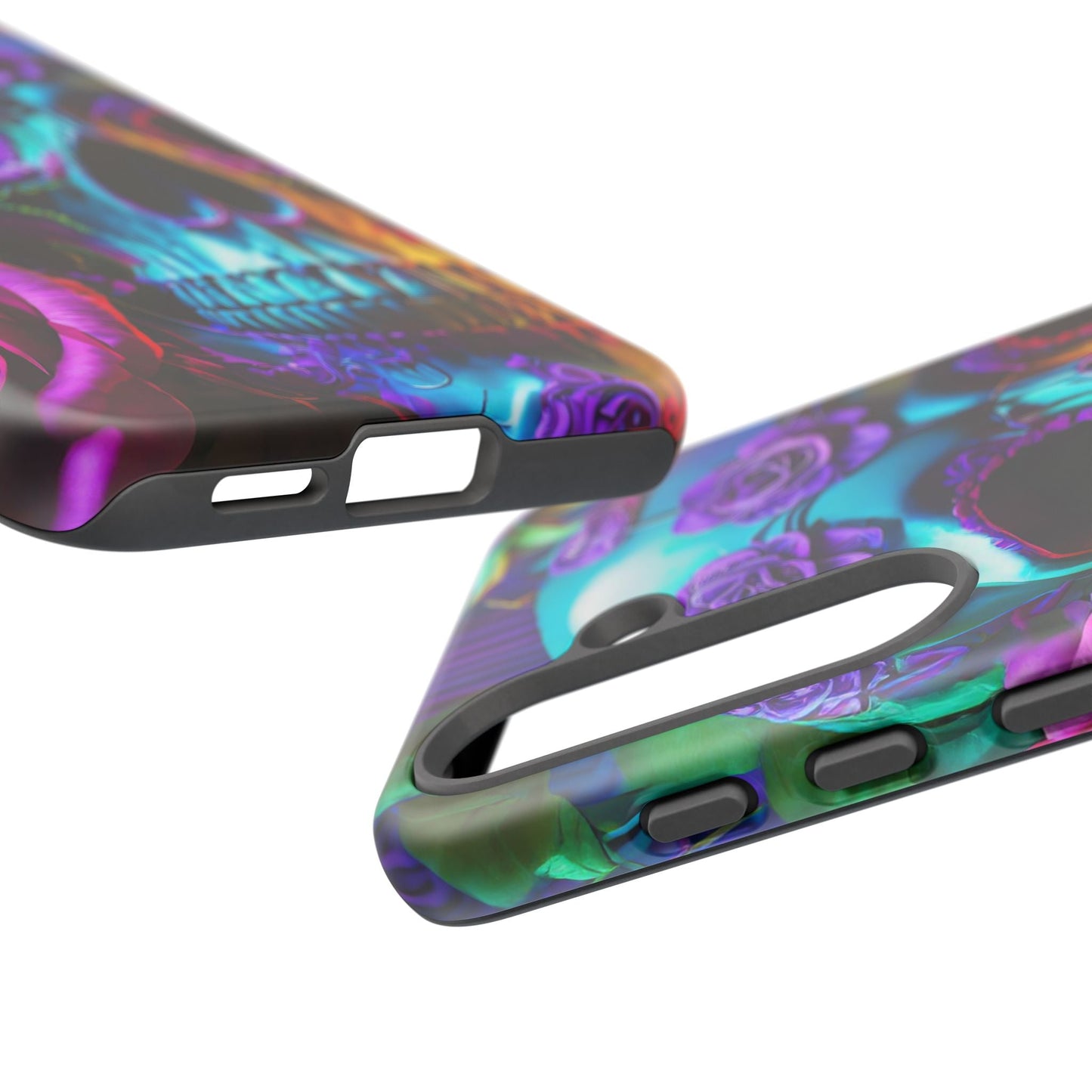 Neon Skull and Roses Vibrant Tough Phone Case