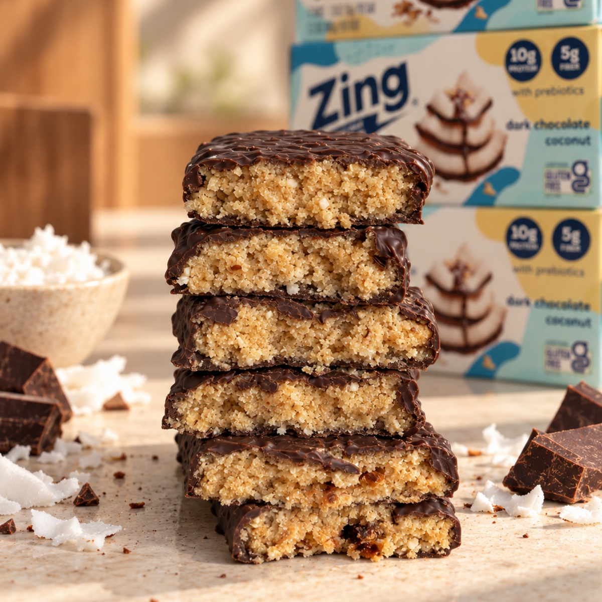 dark chocolate coconut energy bars