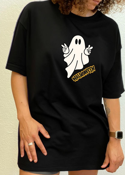 Halloween Ghost Unisex Bamboo Viscose/Organic Cotton Short Sleeve Graphic T-Shirt