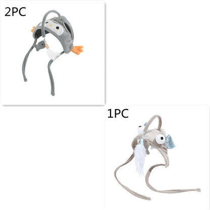 Cat Head Wearing Feather Stick