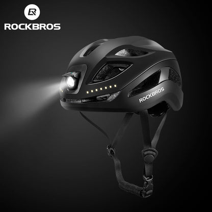 ROCKBROS Safety Warning Helmet with Built-In Lights and Adjustable Fit