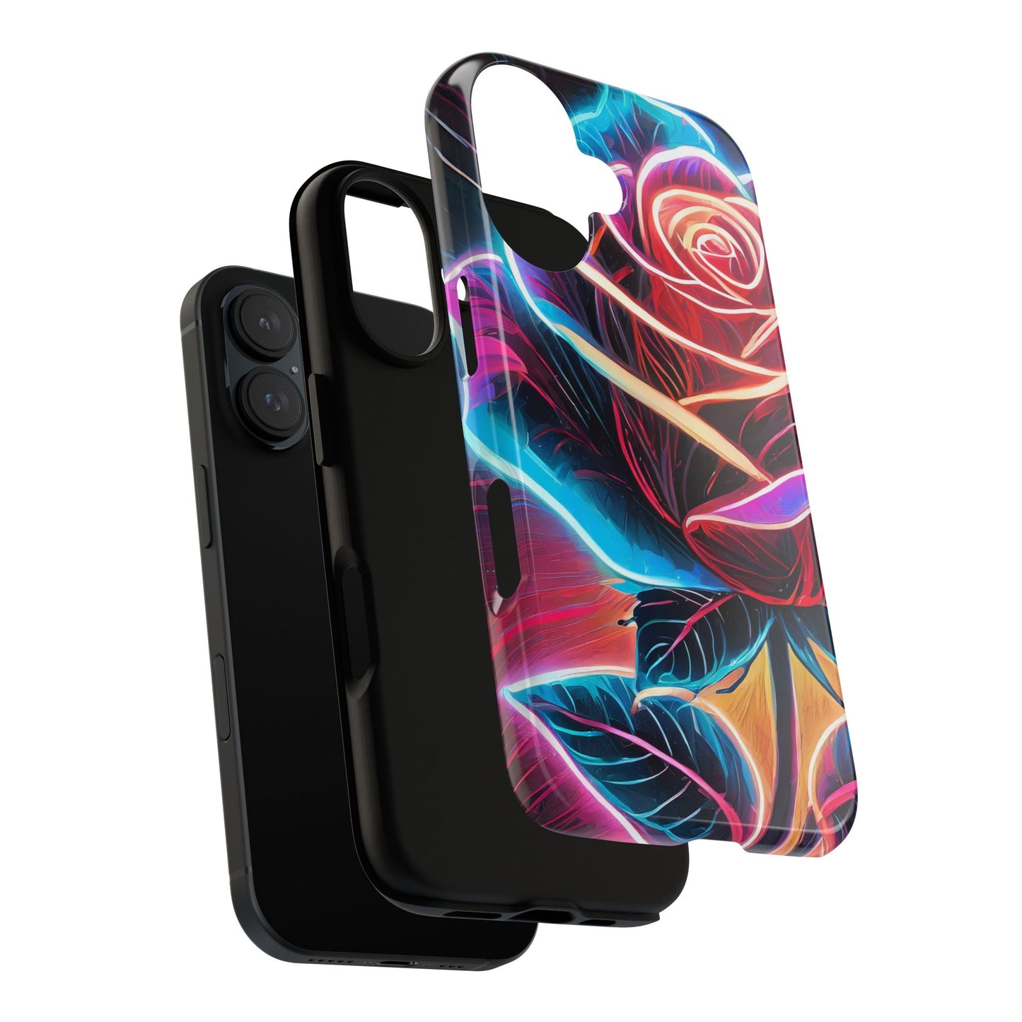 Artistic Neon Rose Tough Phone Case