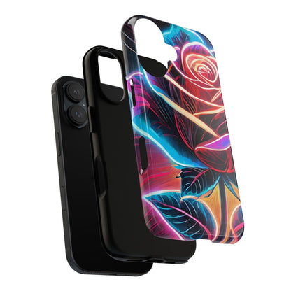 Artistic Neon Rose Tough Phone Case