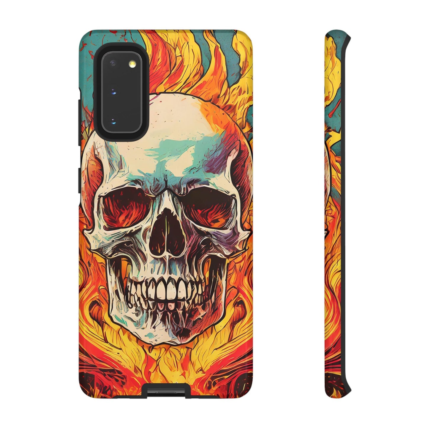 Flaming Skull Tough Phone Case