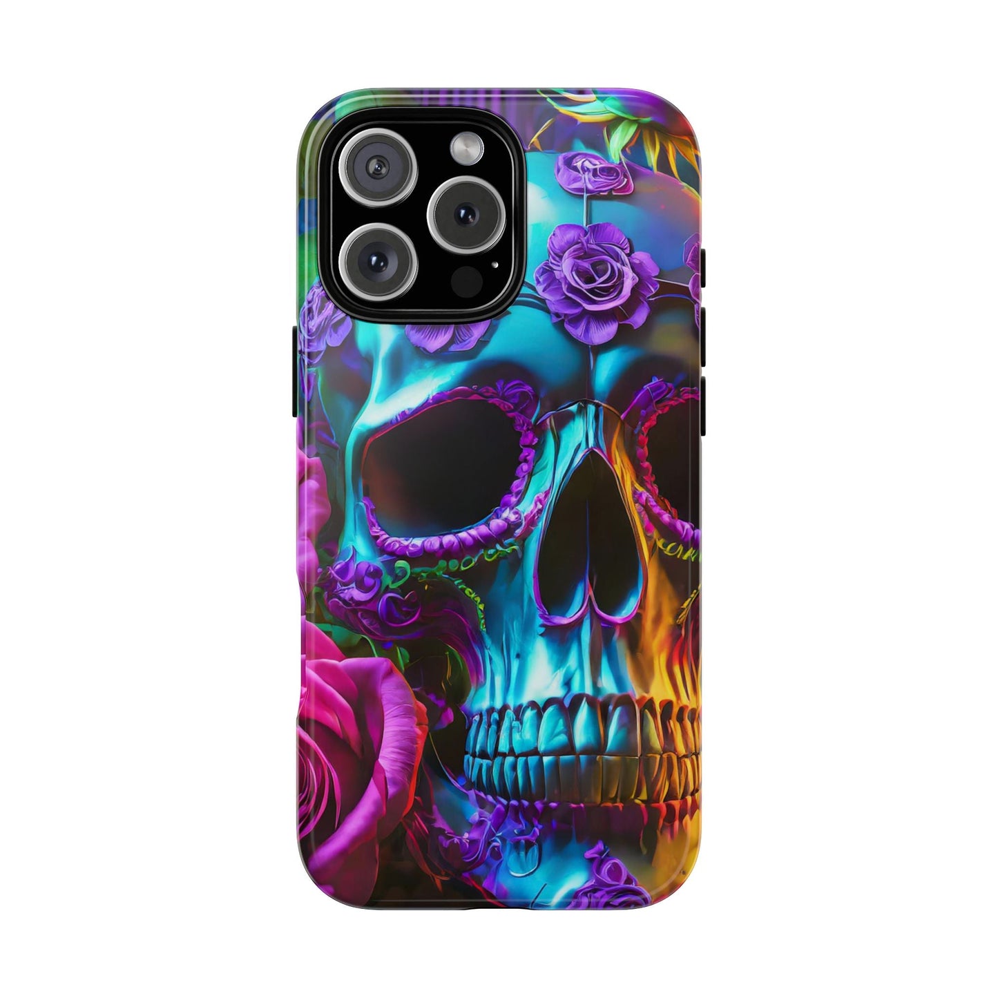 Neon Skull and Roses Vibrant Tough Phone Case