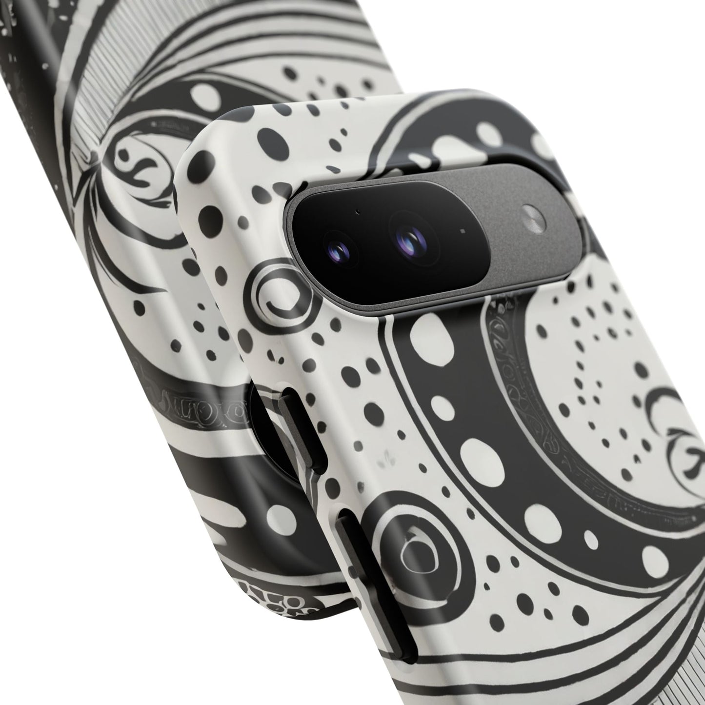 Artistic Black & White Swirl Tough Phone Case