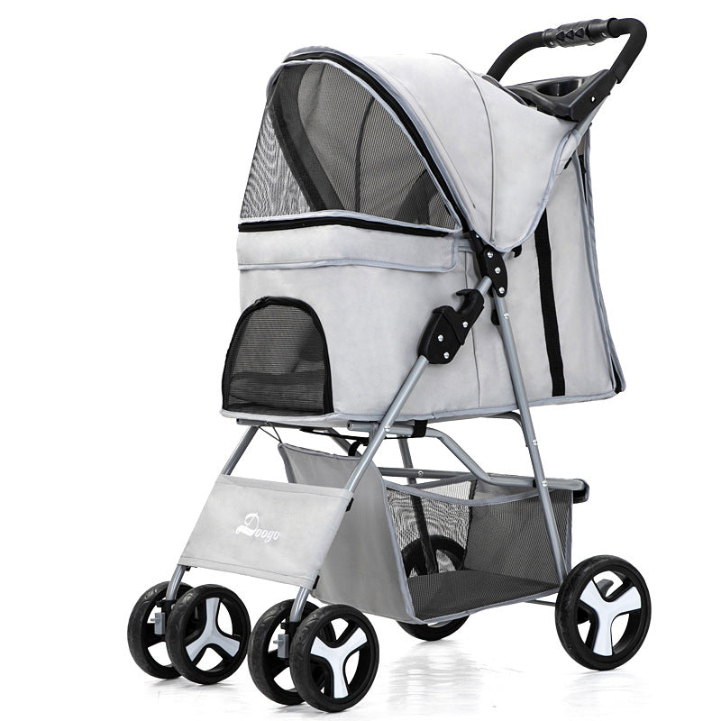 Luxury Foldable Pet Stroller – Breathable & Travel-Friendly