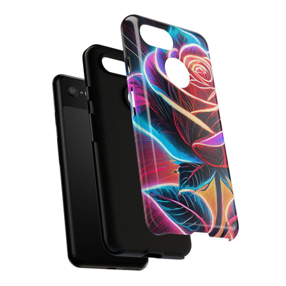 Artistic Neon Rose Tough Phone Case