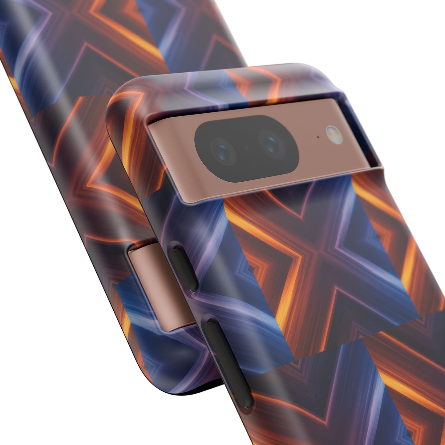 Stylish Tough Phone Case With Blue & Orange Abstract Design