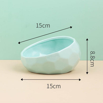 Oblique Mouth Ceramic Pet Bowl
