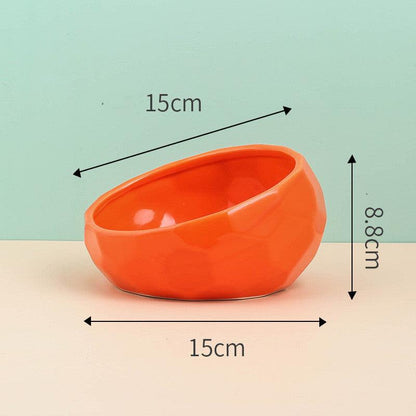 Oblique Mouth Ceramic Pet Bowl