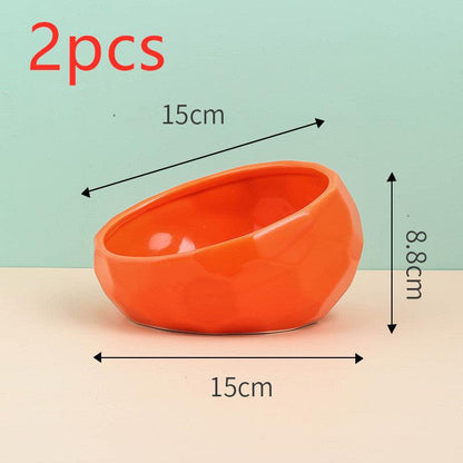 Oblique Mouth Ceramic Pet Bowl