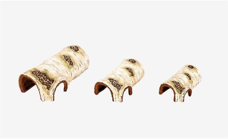ReptiZoo Naturalistic Resin White Birch Reptile Hide & Basking Tunnel