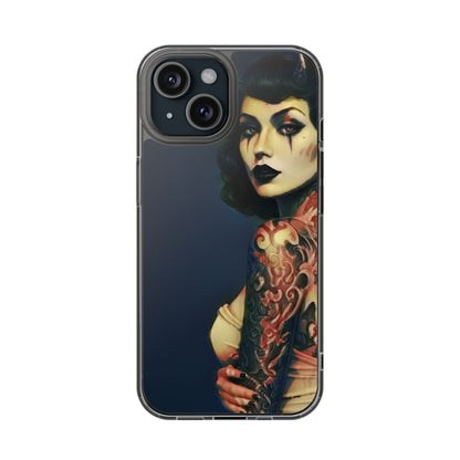 Gothic Devilish Tattooed Beauty Clear Phone Case