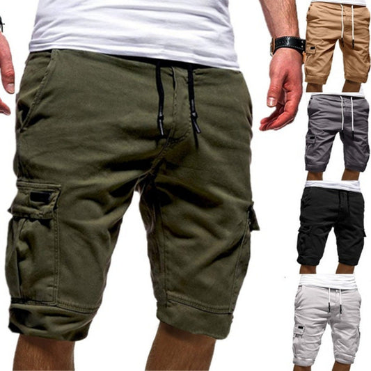 Men's Cargo Jogger Shorts - Drawstring Waist Multi-Pocket