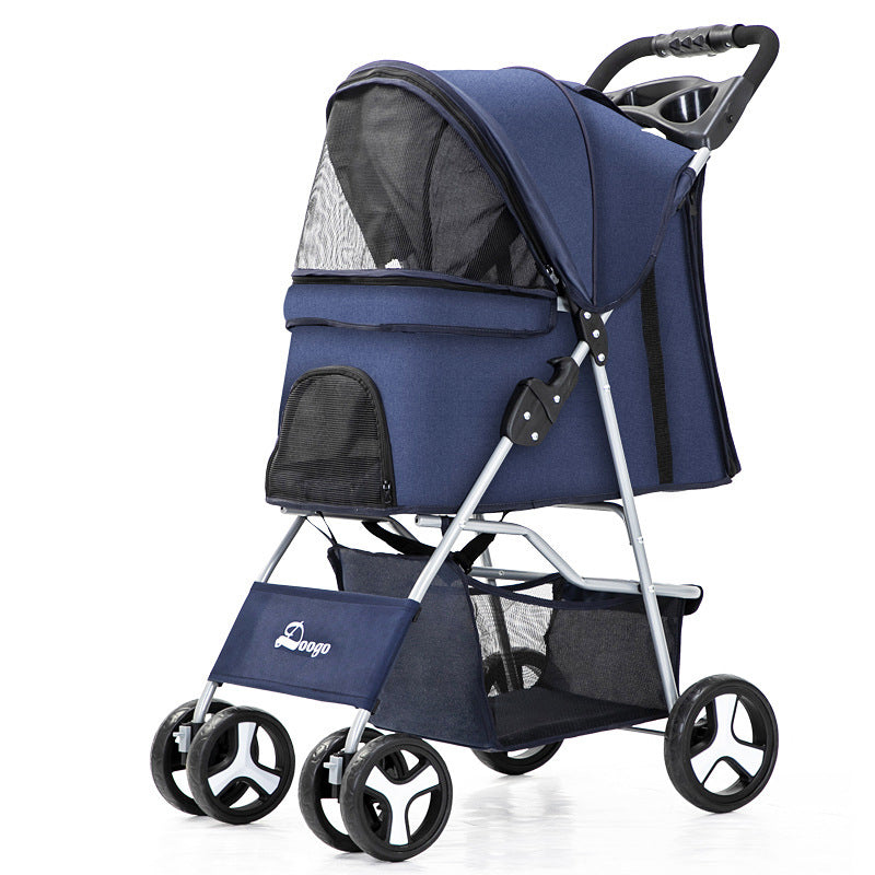 Luxury Foldable Pet Stroller – Breathable & Travel-Friendly