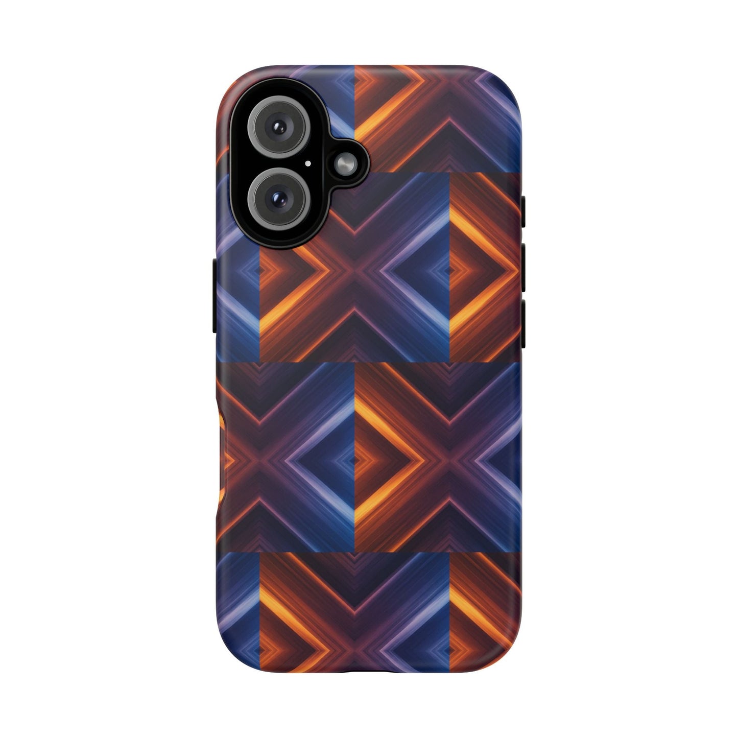 Stylish Tough Phone Case With Blue & Orange Abstract Design