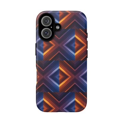 Stylish Tough Phone Case With Blue & Orange Abstract Design