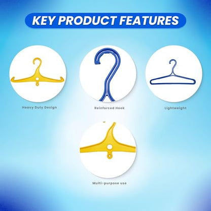 Scuba Choice Wetsuit & Drysuit Hanger Bundle – Wide-Shoulder Hanger (Blue) + Anti-Slip DIN Thread Hanger (Yellow) for BCD, Wetsuits & Scuba Gear Storage, Drying & Organization