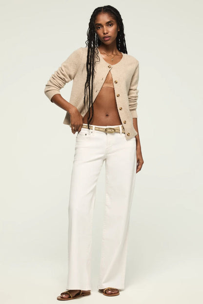 [163103-110] WOMENS LUCKY BRAND MID RISE SWEET WIDE LEG ANKLE LENGTH - WHITE LIES WASH