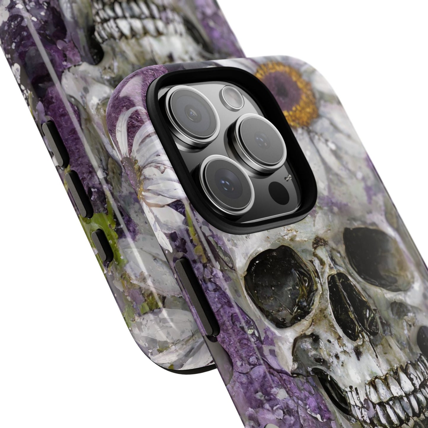 Plum Skull and Daisy Tough Phone Case
