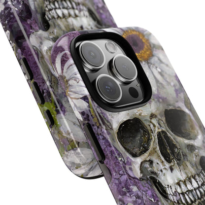 Plum Skull and Daisy Tough Phone Case