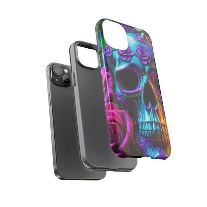 Neon Skull and Roses Vibrant Tough Phone Case