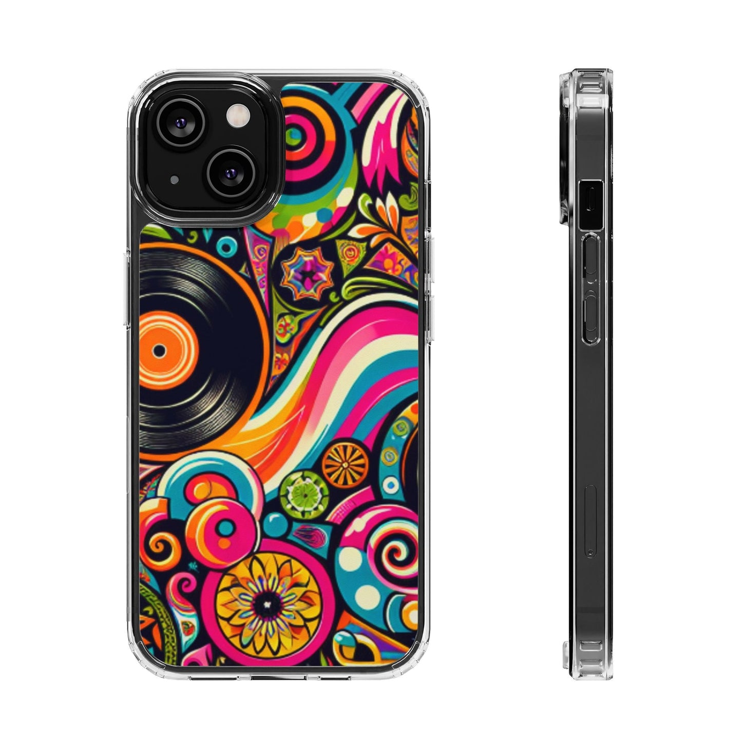 Colorful Vinyl Record Clear Phone Case