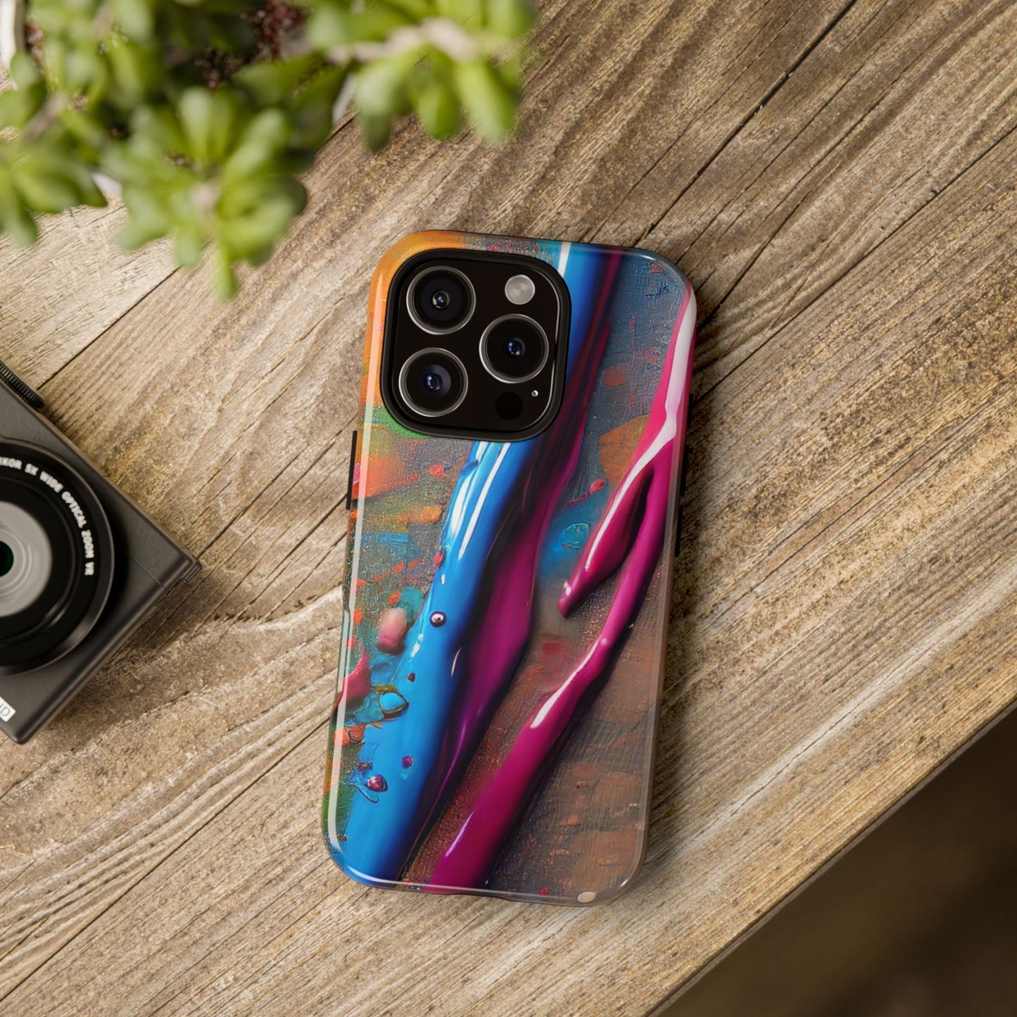 Colorful Artistic Paint Splatter Tough Phone Case