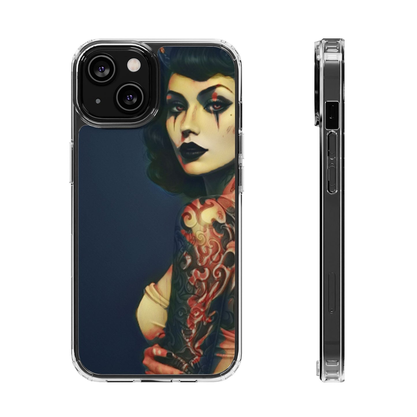 Gothic Devilish Tattooed Beauty Clear Phone Case