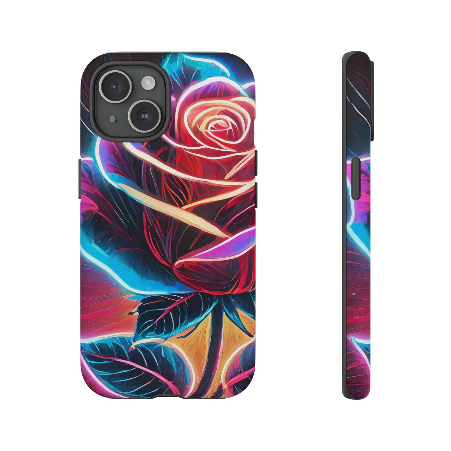 Artistic Neon Rose Tough Phone Case