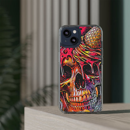 Neon Ice Cream Skull Clear Phone Case