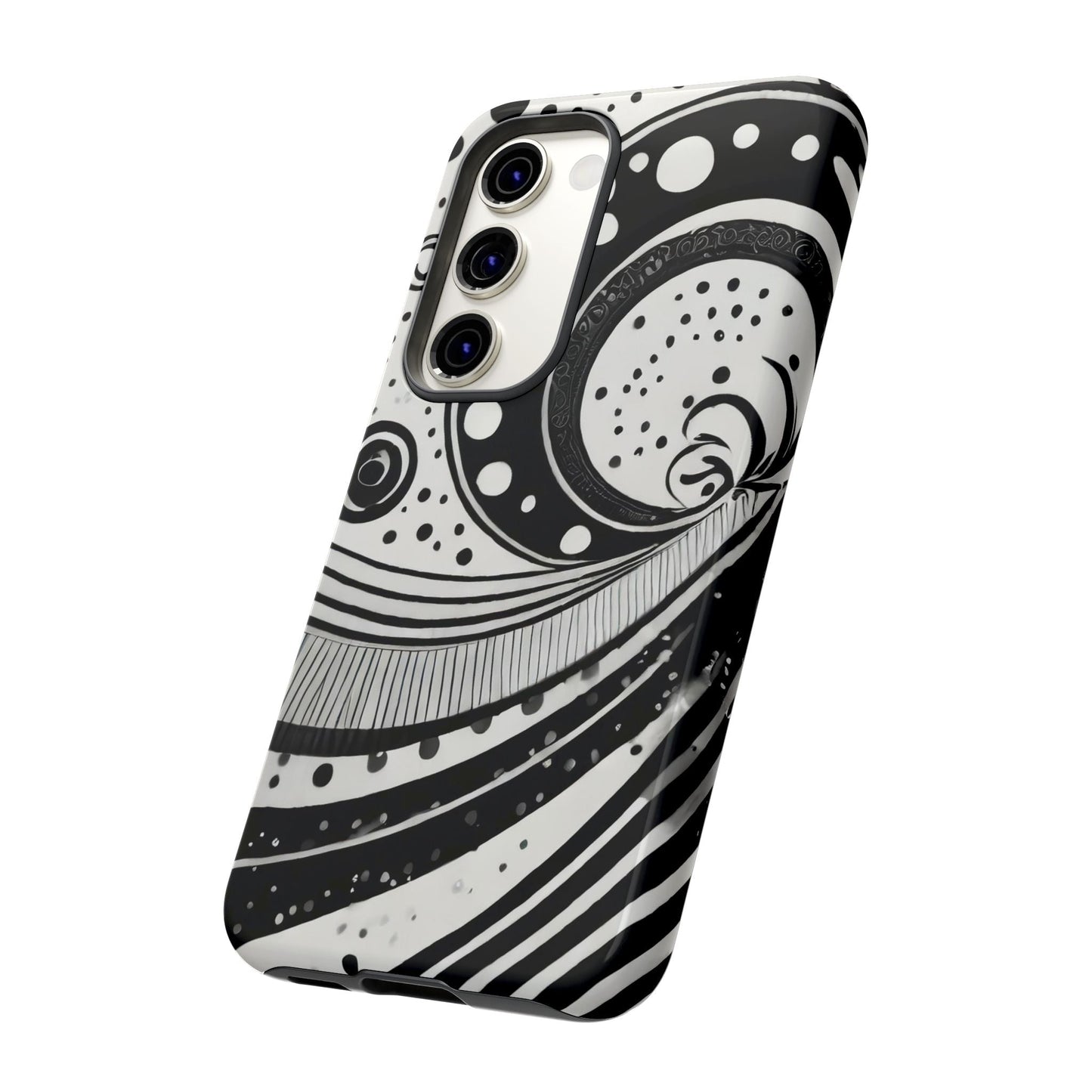 Artistic Black & White Swirl Tough Phone Case