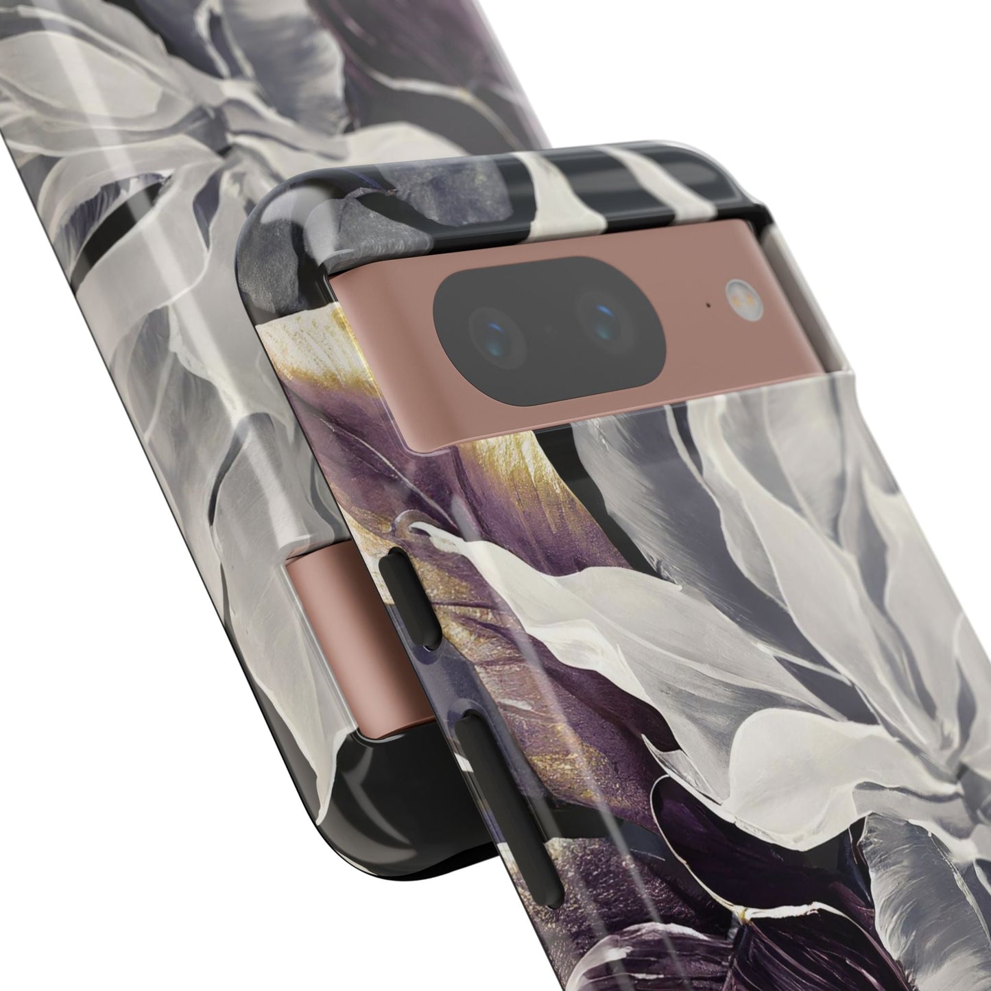 White & Plum Floral Tough Phone Case
