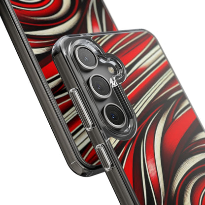 Red & White Swirl Abstract Clear Phone Case